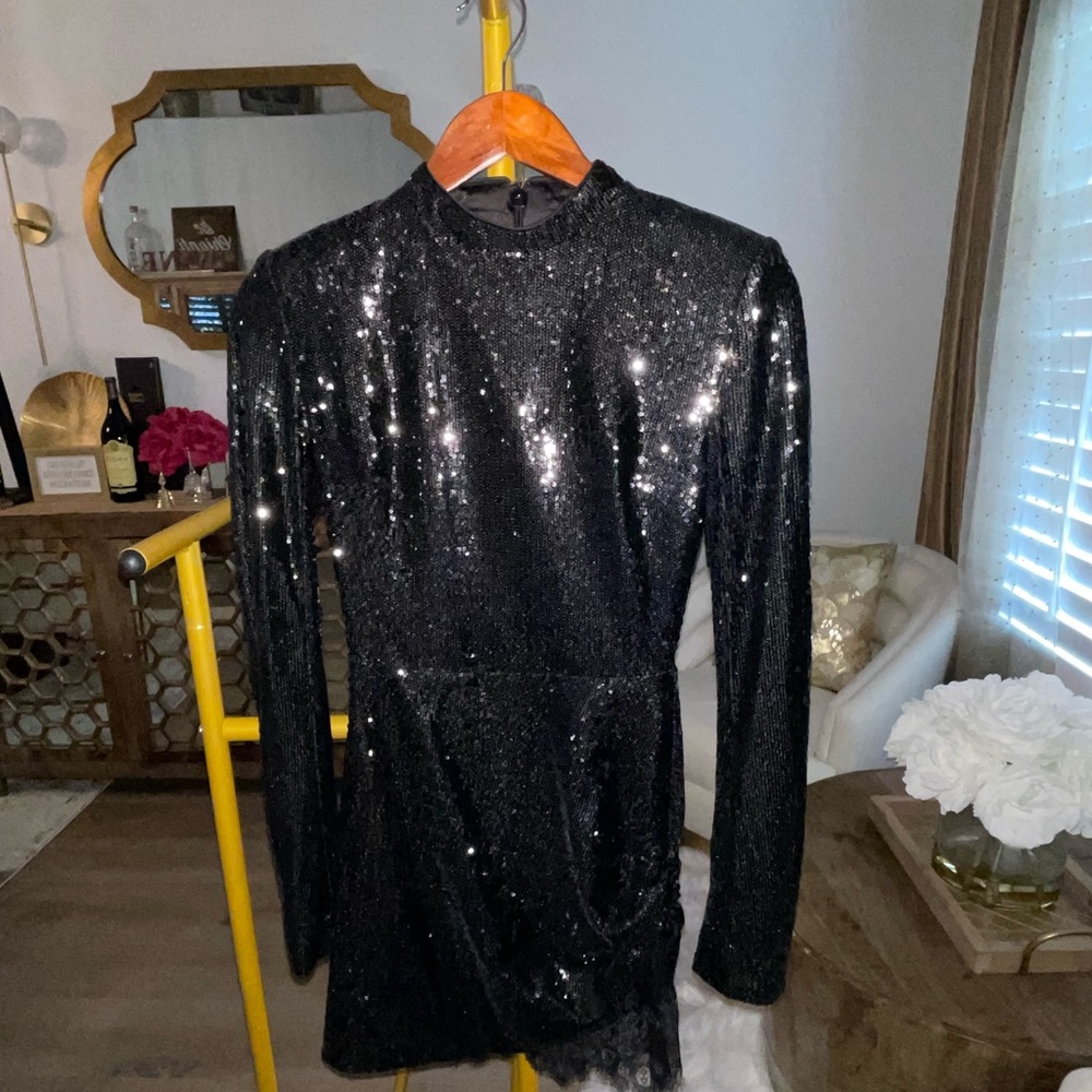 House of CB phoebe black sequence dress.